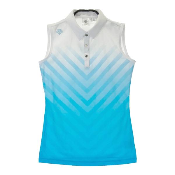 DESCENTE GOLF デサントゴルフ ノースリーブポロシャツ ブルー系 S