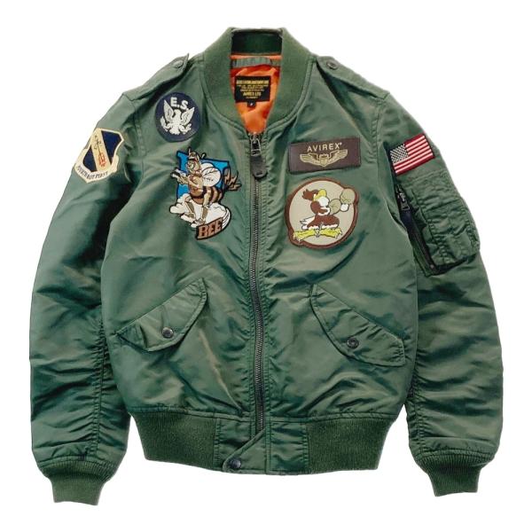 超良品 AVIREX A-2 USA製 40(L〜XL) 緑リブ フライトJKT AVIREX（アヴィレックス） アビレックス L-2 COMMERCIAL L2