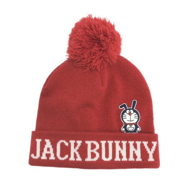 JACK BUNNY ジャックバニー ドラえもん ニット帽  レッド系 FR ゴルフウェア