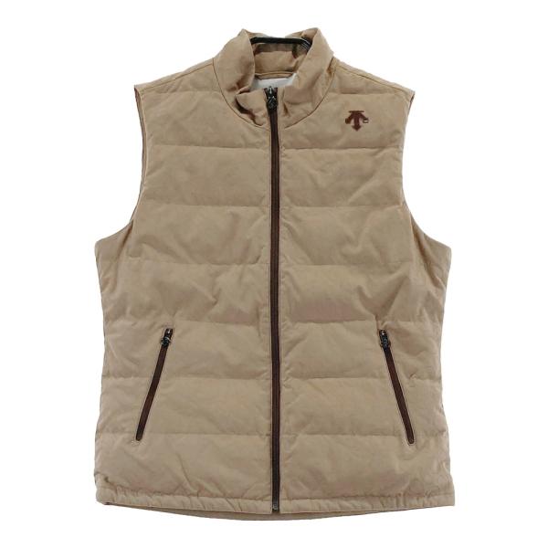 DESCENTE GOLF デサントゴルフ ダウンベスト 総柄 ブラウン系 L