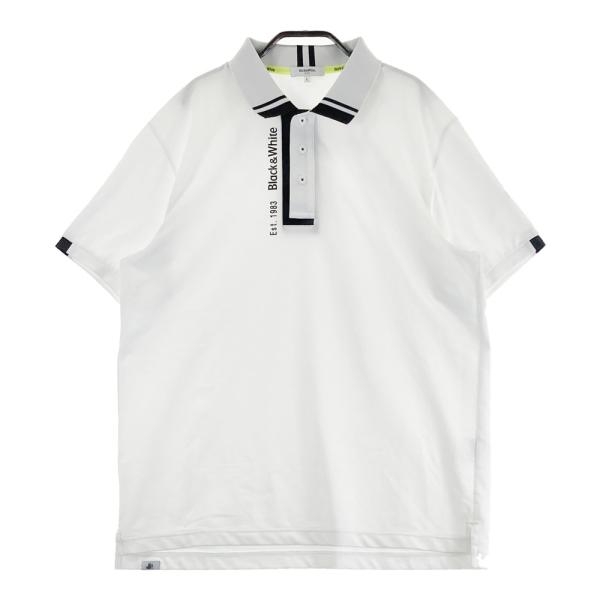 タグ付き　Black & White ポロシャツ Lサイズ　ゴルフシャツ BLACK&WHITE ブラックアンドホワイト 半袖ポロシャツ ホワイト系 L