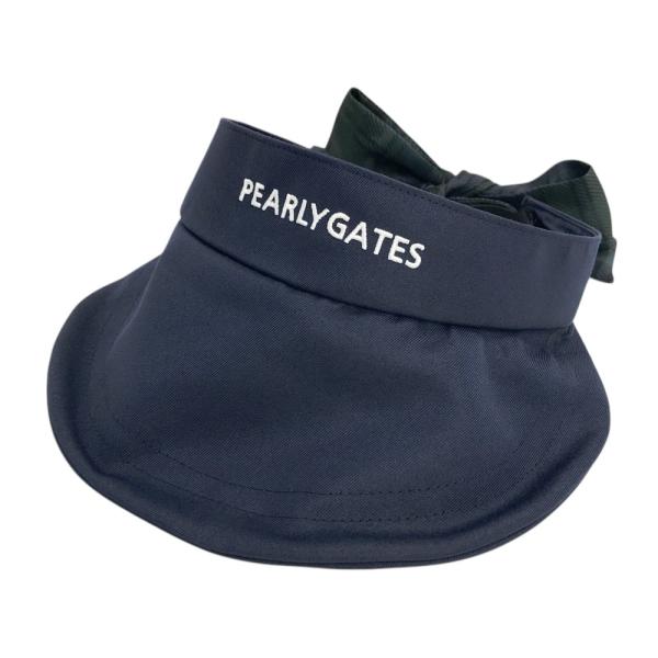 PEARLY GATES パーリーゲイツ りぼん付き つば広サンバイザー ネイビー