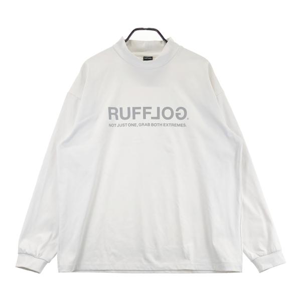 ラフロッグ　RUFFLOG ゴルフウェア　モックネック RUFFLOG ラフロッグ モックネック 長袖Tシャツ ホワイト系 XL ゴルフ