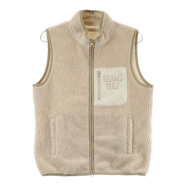 BEAMS GOLF ビームスゴルフ  ボアジップベスト  ベージュ系 M ゴルフウェア メンズ