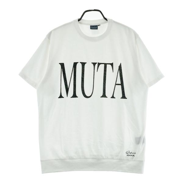 muta MARINE ホワイト ストレッチゴルフTシャツ MUTA MARINE ムータマリン 半袖Tシャツ パイル ビックロゴ ホワイト系