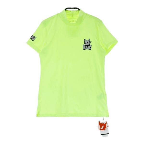 WAAC 蛍光イエロー ハイネックシャツ Mサイズ 新品】WAAC ワック ハイネック半袖 Tシャツ イエロー系 2 ゴルフウェア
