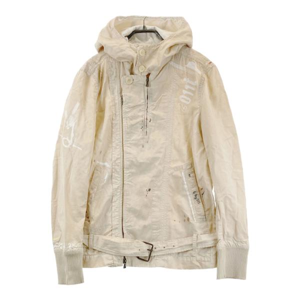 美品 DIESEL ベージュ ダメージ加工 ライダースジャケット ディーゼル M DIESEL（ディーゼル） ライダースジャケット ダメージ加工 ベージュ系