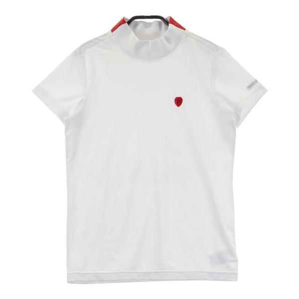 サイズ：0 PEARLY GATES パーリーゲイツ  ハイネック 半袖Tシャツ  ホワイト系 [240101684290] ゴルフウェア レディース ストスト PEARLY GATES（パーリーゲイツ） ハイネック 半袖Tシャツ ホワイト系 0