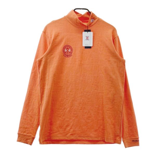 サイズ：7 PEARLY GATES パーリーゲイツ  ハイネック 長袖Tシャツ 総柄 オレンジ系 [240101685827] ゴルフウェア メンズ ストスト PEARLY GATES（パーリーゲイツ） 【新品】PEARLY GATES ハイネック