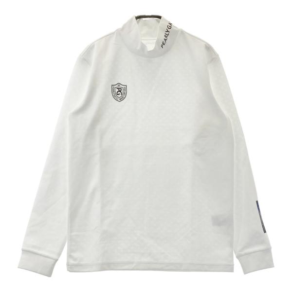 PEARLY GATES パーリーゲイツ モックネック 長袖Tシャツ 総柄 ホワイト