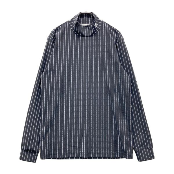 サイズ：4 PEARLY GATES パーリーゲイツ  モックネック 長袖Tシャツ ロゴ総柄 ネイビー系 [240101692029] ゴルフウェア メンズ ストスト PEARLY GATES（パーリーゲイツ） モックネック 長袖Tシャツ ロゴ総柄