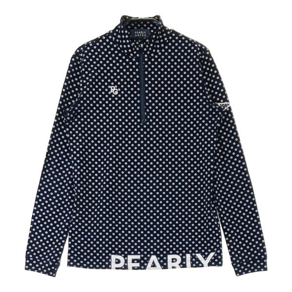 サイズ：0 PEARLY GATES パーリーゲイツ  ハーフジップ 長袖Tシャツ ドット柄 ネイビー系 [240101692317] ゴルフウェア レディース ストスト PEARLY GATES（パーリーゲイツ） ハーフジップ 長袖Tシャツ ドット柄