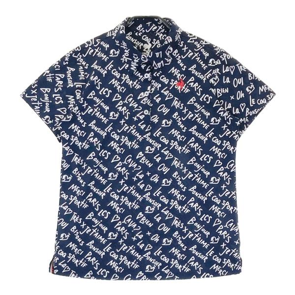 LE COQ GOLF ルコックゴルフ 半袖ポロシャツ 総柄 ネイビー系 LL
