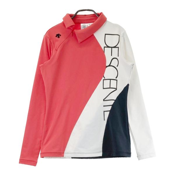 DESCENTE GOLF デサントゴルフ 変形襟 長袖ポロシャツ レッド系 M
