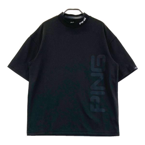 新品　PING ピン　モックネック　半袖シャツ　ハーフパンツ　ストレッチ　L PING ピン モックネック 半袖Tシャツ ブラック系 L ゴルフウェア