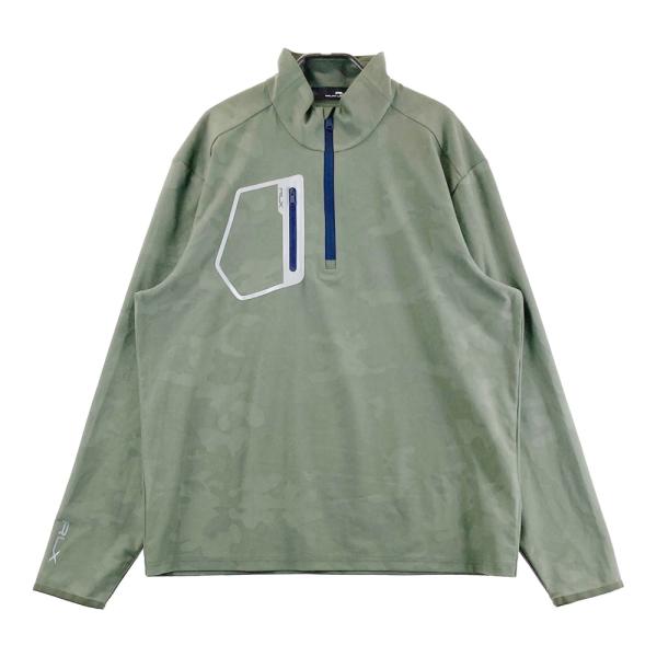 RLX ハーフジップ長袖シャツ 国内Sサイズ相当 定価28600円 RLX ラルフローレン ハーフジップ 長袖Tシャツ 迷彩 カモフラ柄 カーキ