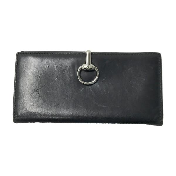 GUCCI グッチ 101602 二つ折り長財布 ホースビット ブラック系 メンズ
