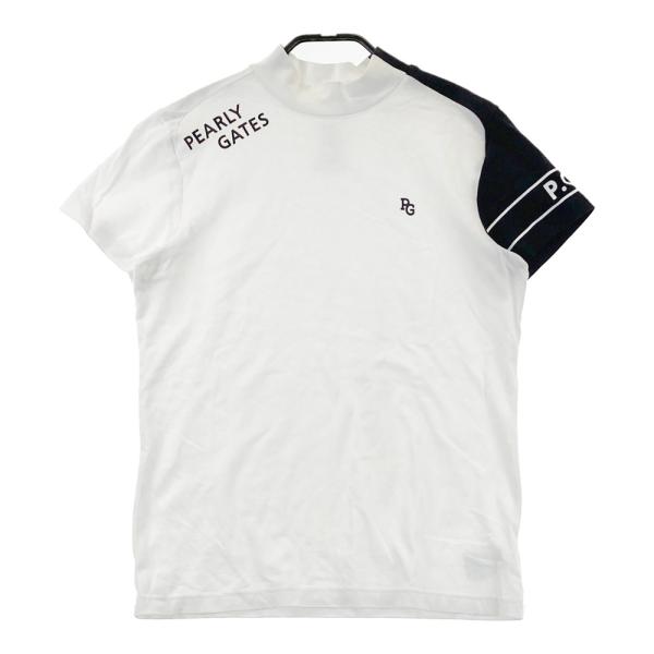 サイズ：0 PEARLY GATES パーリーゲイツ  モックネック 半袖Tシャツ  ホワイト系 [240101456124] ゴルフウェア レディース ストスト PEARLY GATES（パーリーゲイツ） モックネック 半袖Tシャツ ホワイト系