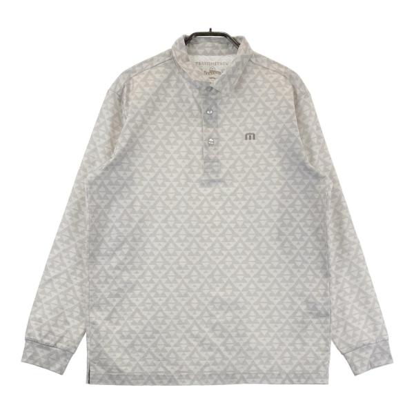 サイズ：M TRAVIS MATHEW トラビスマシュー  長袖ポロシャツ 総柄 グレー系 [240101708703] ゴルフウェア メンズ ストスト TRAVISMATHEW トラビスマシュー 長袖ポロシャツ 総柄 グレー系 M