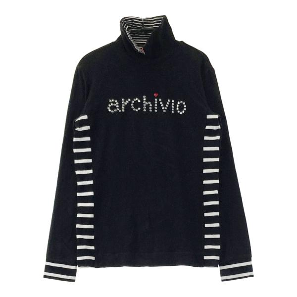 アルチビオ襟付カットソー長袖38M黒MASTERBUNNYEDITIONスカート ARCHIVIO アルチビオ 襟付 長袖Tシャツ ロゴ ボーダー切替 ブラック系