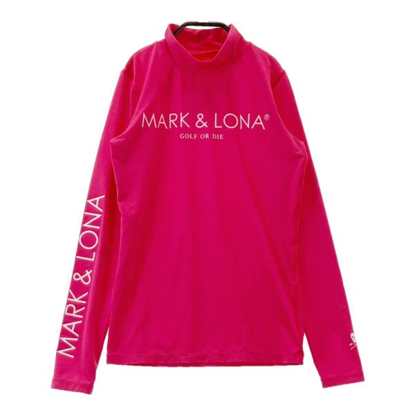 サイズ：38 MARK&LONA マークアンドロナ  ハイネック 長袖インナーTシャツ  ピンク系 [240101720210] ゴルフウェア レディース ストスト MARK&LONA マークアンドロナ ハイネック 長袖インナーTシャツ ピンク系
