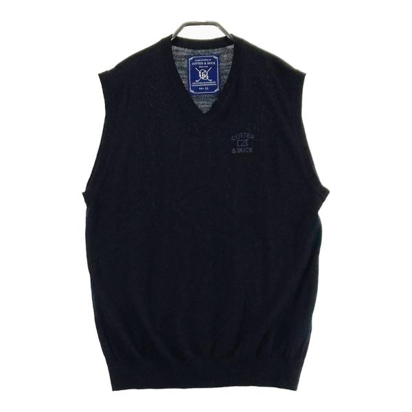 CUTTER&BUCK カッターアンドバック  Vネック ウール ニットベスト  ブラック系 LL ゴルフウェア メンズ
