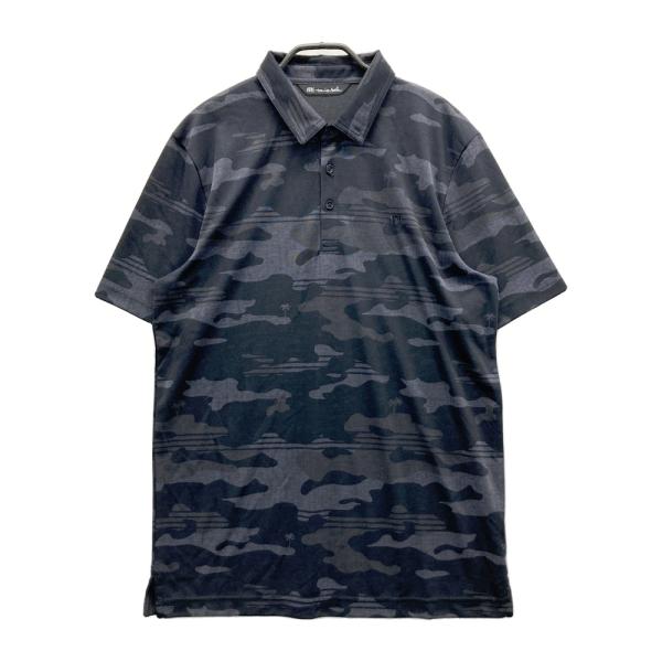 サイズ：L TRAVIS MATHEW トラビスマシュー  半袖ポロシャツ 総柄 ブラック系 [240101725953] ゴルフウェア メンズ ストスト TRAVISMATHEW トラビスマシュー 半袖ポロシャツ 総柄 ブラック系 L