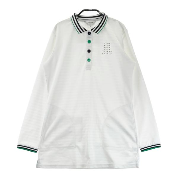 LANVIN SPORT ランバン スポール  長袖 ポロワンピース ボーダー柄 ホワイト系 40 ゴルフウェア レディース