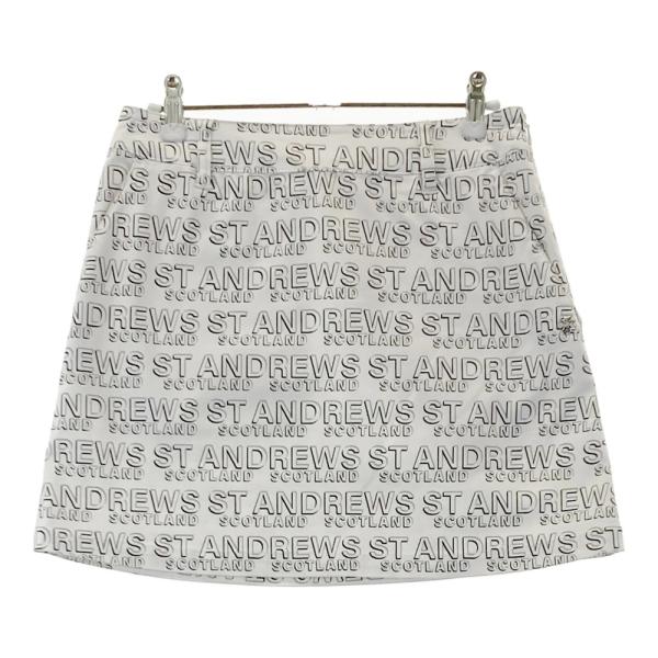 【新品タグ】セント・アンドリュース プリーツスカート S オフホワイト ゴルフ St ANDREWS セントアンドリュース ストレッチ スカート ロゴ総柄