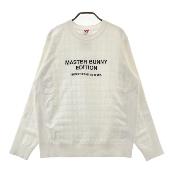 サイズ：4 MASTER BUNNY EDITION マスターバニーエディション  長袖ニットセーター 千鳥柄 ホワイト系 [240101731740] ゴルフウェア メンズ ストスト MASTER BUNNY EDITION（マスターバニーエディション） 長袖ニット