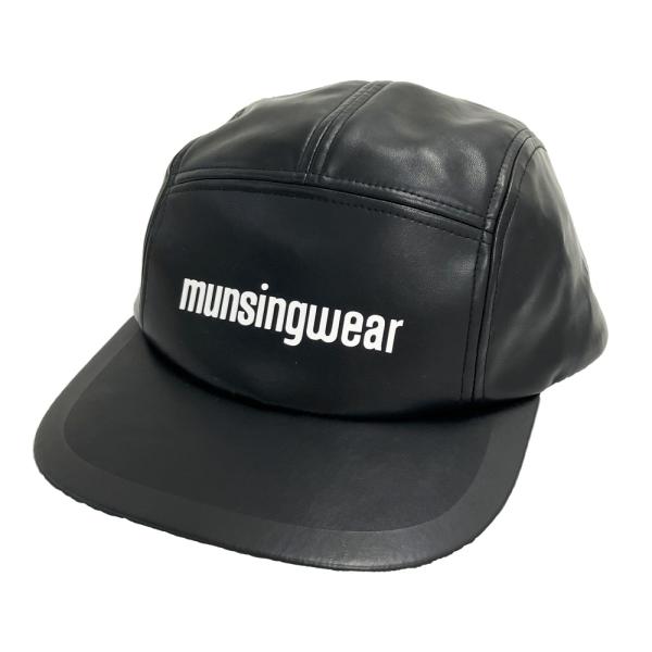MUNSING WEAR マンシングウェア  フェイクレザー キャップ  ブラック系 56-60 ゴルフウェア