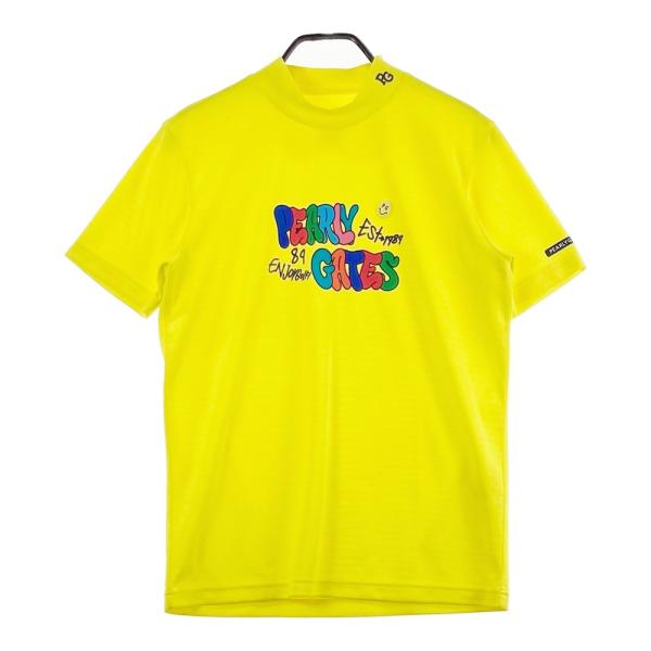 サイズ：5 PEARLY GATES パーリーゲイツ 2024年モデル ハイネック 半袖Tシャツ PGスマイル  イエロー系 [240101737805] ゴルフウェア メンズ ストスト PEARLY GATES（パーリーゲイツ） 2024年モデル ハイネック 半袖Tシャツ