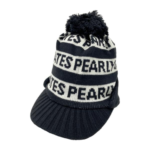 【新品】PEARLY GATES パーリーゲイツ 053-3187095 ニットキャップ ロゴボーダー柄 ネイビー系 FR ゴルフウェア