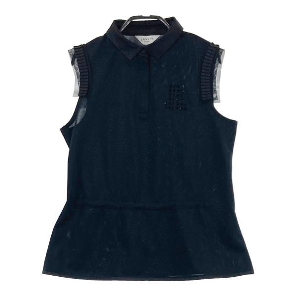 LANVIN SPORT ランバン スポール  ハーフジップ ノースリーブポロシャツ  ブラック系 36 ゴルフウェア レディース
