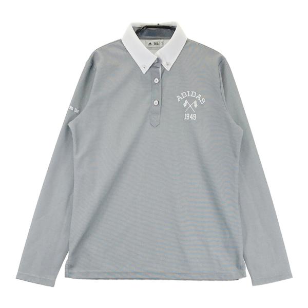 ADIDAS GOLF アディダスゴルフ AF8663 ボタンダウン 長袖ポロシャツ  グレー系 L ゴルフウェア レディース