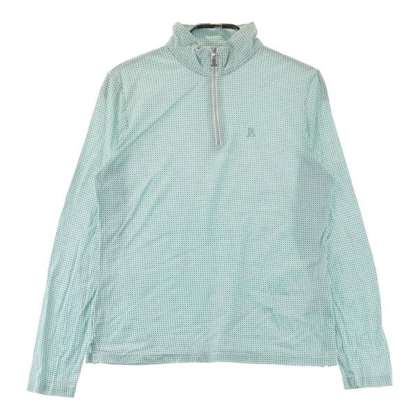LANVIN SPORT ランバン スポール  ハーフジップ 長袖Tシャツ 総柄 グリーン系 40 ゴルフウェア レディース