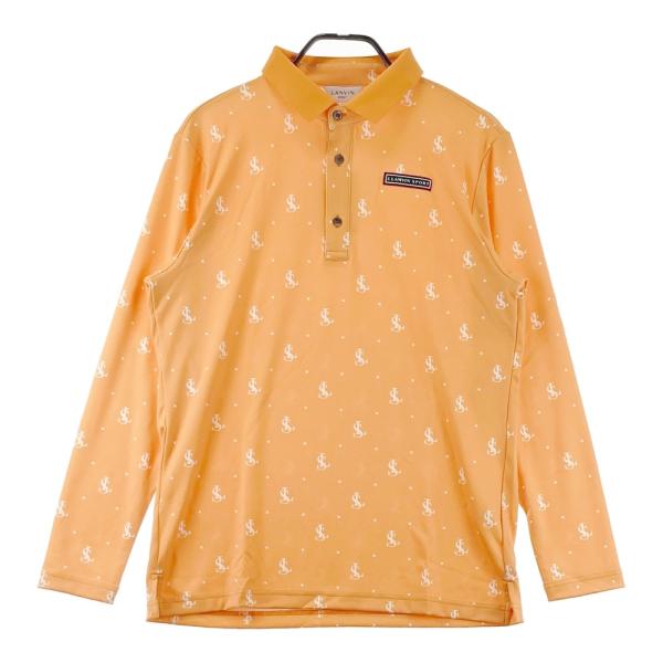 【新品】LANVIN SPORT ランバン スポール  長袖ポロシャツ 総柄 オレンジ系 40 ゴルフウェア メンズ