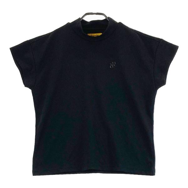 RESURRECTION レザレクション モックネック 半袖Tシャツ 総柄 ブラック系 M ゴルフウェア レディース