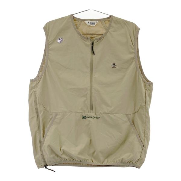 PENGUIN BY MUNSING WEAR ペンギン マンシング 2024年モデル ×Kuchibue Golf Gentleman ハーフジップベスト  ベージュ系 L ゴルフウェア メンズ