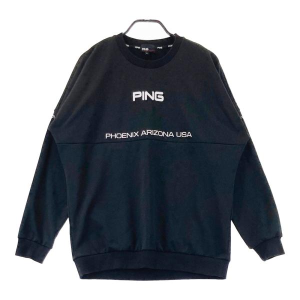 PING ピン  クルーネック 長袖スウェットトレーナー  ブラック系 L ゴルフウェア メンズ