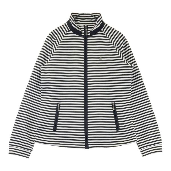 LANVIN SPORT ランバン スポール  裏メッシュ ジップジャケット ボーダー柄 ブラック系 40 ゴルフウェア レディース