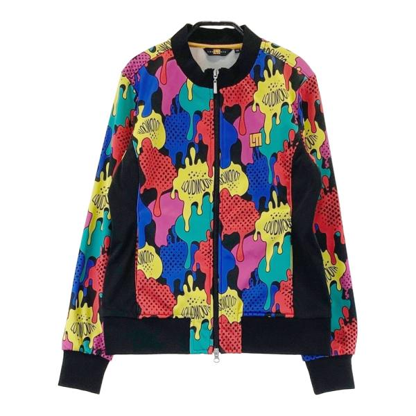 LOUD MOUTH ラウドマウス ; TO773258 裏起毛 ジップジャケット コミカルブロット 総柄 ブラック系 M ゴルフウェア レディース