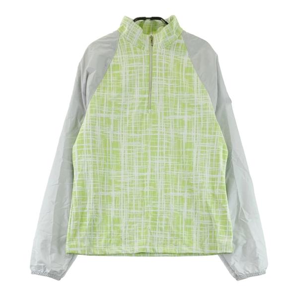 LANVIN SPORT ランバン スポール  ハーフジップ 長袖Tシャツ 切替 総柄 グリーン系 40 ゴルフウェア レディース