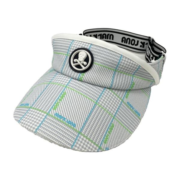 美品 ★ MARK&LONA サンバイザー ホワイト マーク&ロナ 正規品 MARK&LONA（マークアンドロナ） ロゴ入りサンバイザー チェック柄