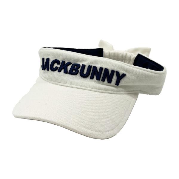 【新品】JACK BUNNY ジャックバニー  リボン付 ニットサンバイザー  ホワイト系 FR ゴルフウェア