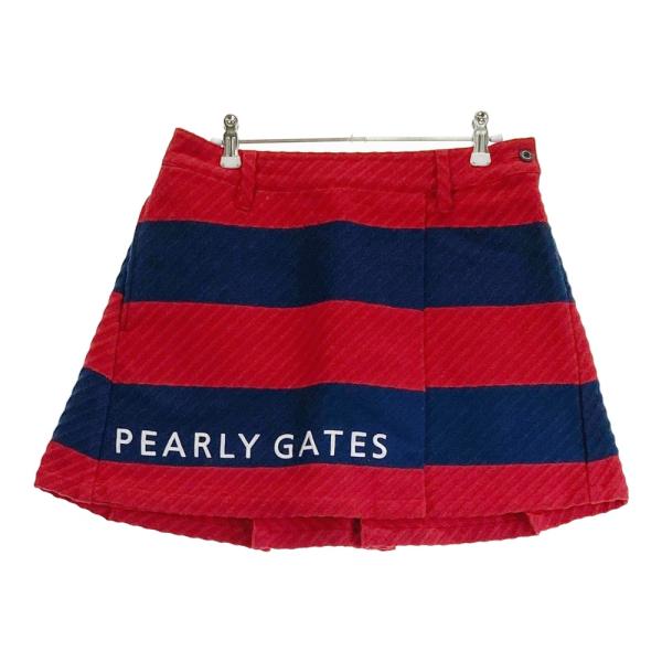 サイズ：1 PEARLY GATES パーリーゲイツ  スカート ボーダー レッド系 [241003000334] ゴルフウェア レディース ストスト PEARLY GATES パーリーゲイツ スカート ボーダー レッド系 1 ゴルフ