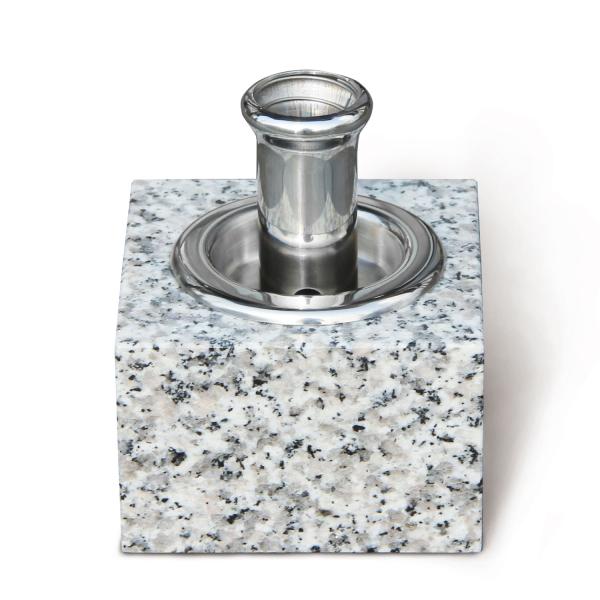 お墓用】線香立 月 お墓用 ステンレス製 高級御影石 台座 90×90×105mm