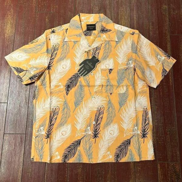 極美 24SS GLADHAND ピーコック羽ペン総柄 長袖シャツ オレンジ L BY GLADHAND GLAD HAND バイ グラッド ハンド PEACOCK QUILL - L