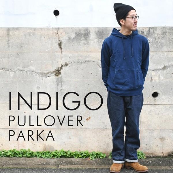 メンズ レディース インディゴ スウェット プルオーバー