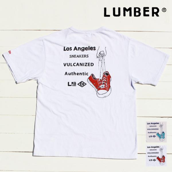 ☆【在庫処分 アウトレット セール】LUMBER 半袖 Tシャツ 【Los Angeles SNEAKERS】 ランバー 半袖Tシャツ 製品染め 後染め アメカジ プリント ユニセックス